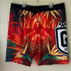 Get Nutz Hawaiian Surf Swim Board Shorts Size 42 GN HI Floral Colorful